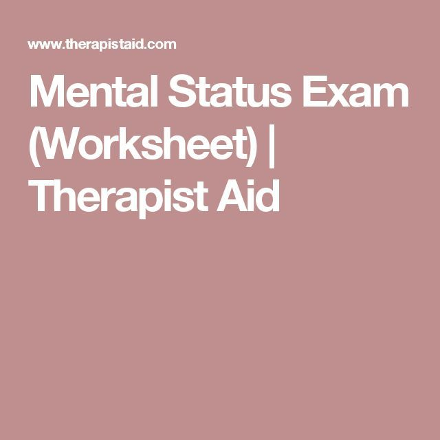 Mental Status Exam Worksheet Therapist Aid Exam Therapy 