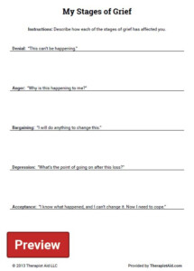 My Stages Of Grief Worksheet Therapist Aid In 2020 Grief ...