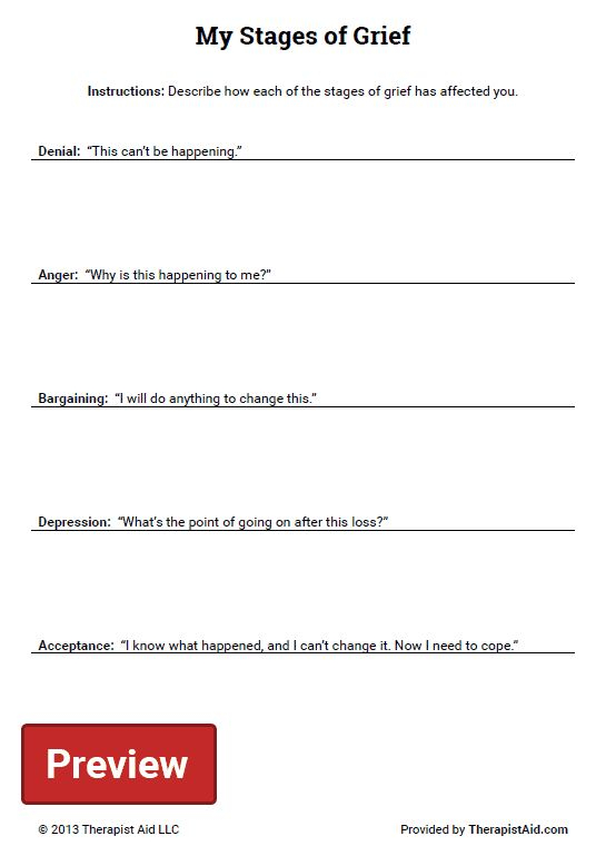 My Stages Of Grief Worksheet Therapist Aid In 2020 Grief 