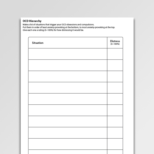 Ocd Worksheets 5 Optimistminds Ocd Exposure Worksheet Mental Health 