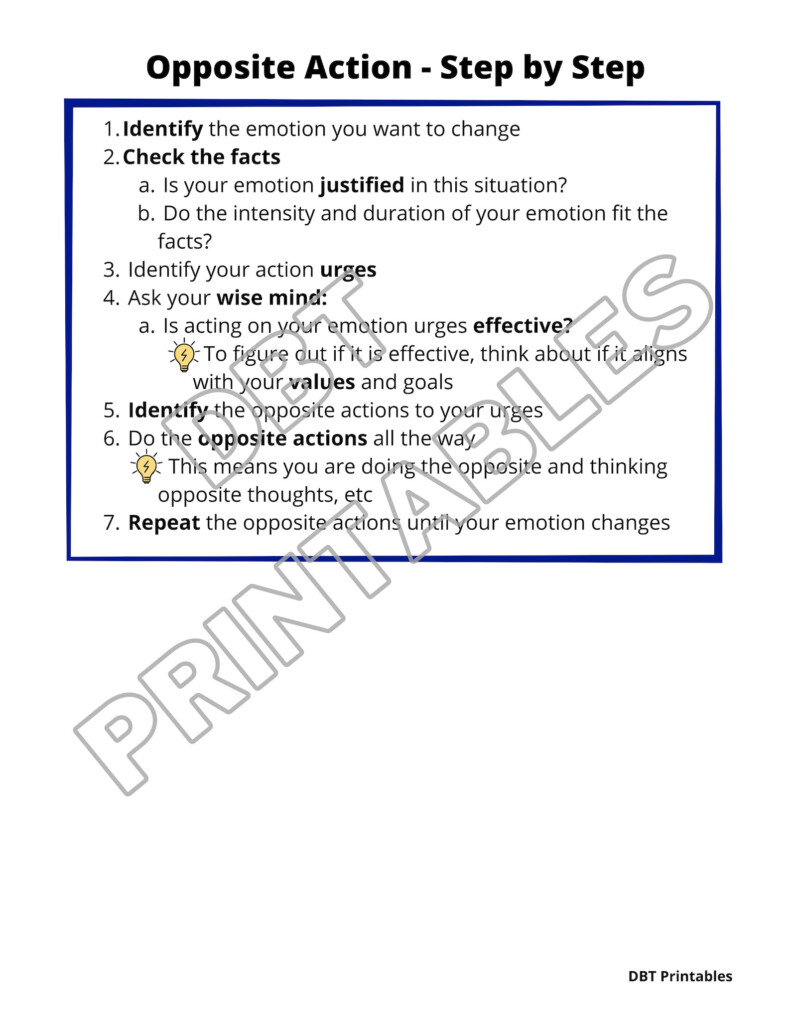 Opposite Action Worksheet Chimp Wiring