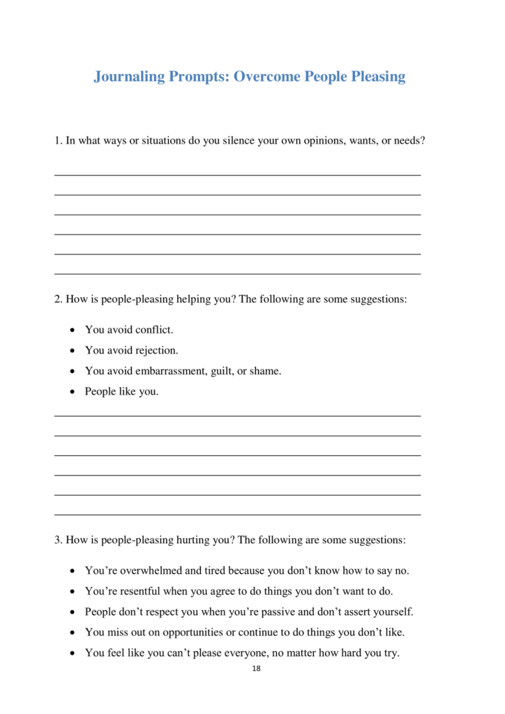 Overcome People Pleasing Perfectionism Worksheets Payhip Therapy 