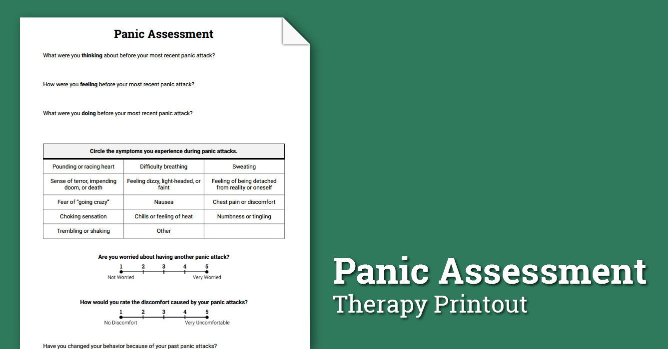 Panic Assessment Worksheet Therapist Aid Db excel