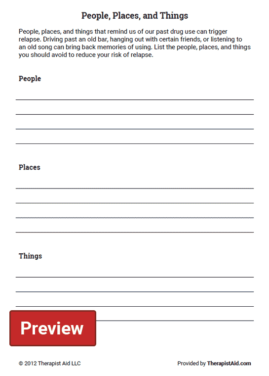 People Places And Things Worksheet Therapist Aid