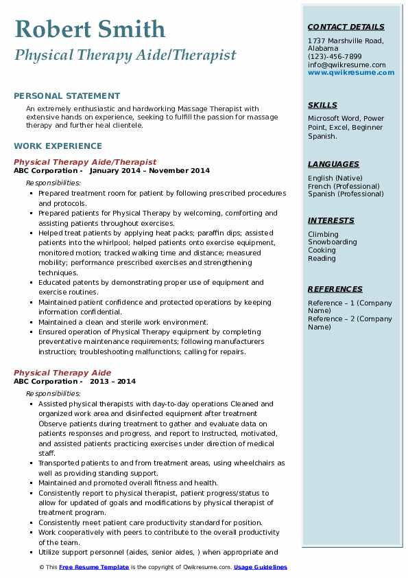 Physical Therapy Volunteer Resume Pia Shaw