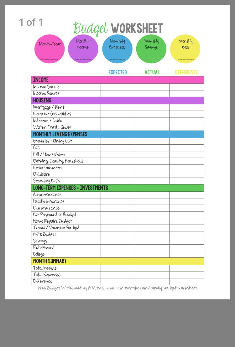 Budgeting Worksheet For Adults Mental Illness Budgeting Worksheets ...