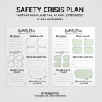 Printable Safety Crisis Plan Worksheet Therapy Aid School Etsy How