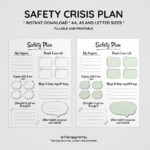 Printable Safety Crisis Plan Worksheet Therapy Aid School Etsy Mental