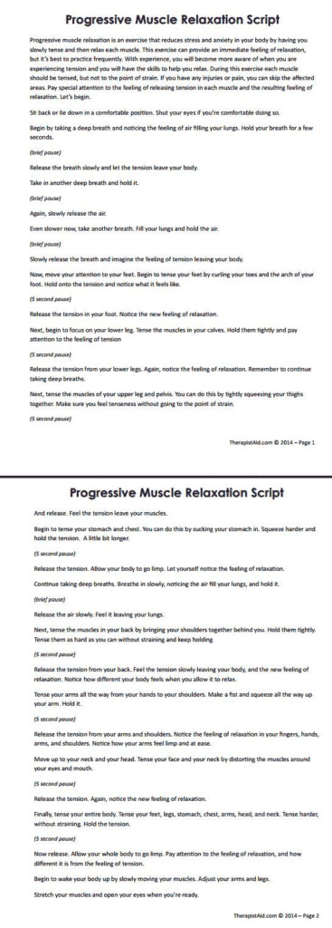 Progressive Muscle Relaxation Script One Element Of CBT Therapy Is To 