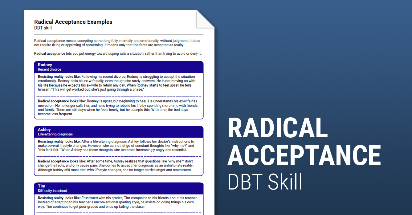 Radical Acceptance Examples Worksheet Therapist Aid