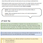 Reflections Communication Skill Worksheet Therapist Aid Family Anger