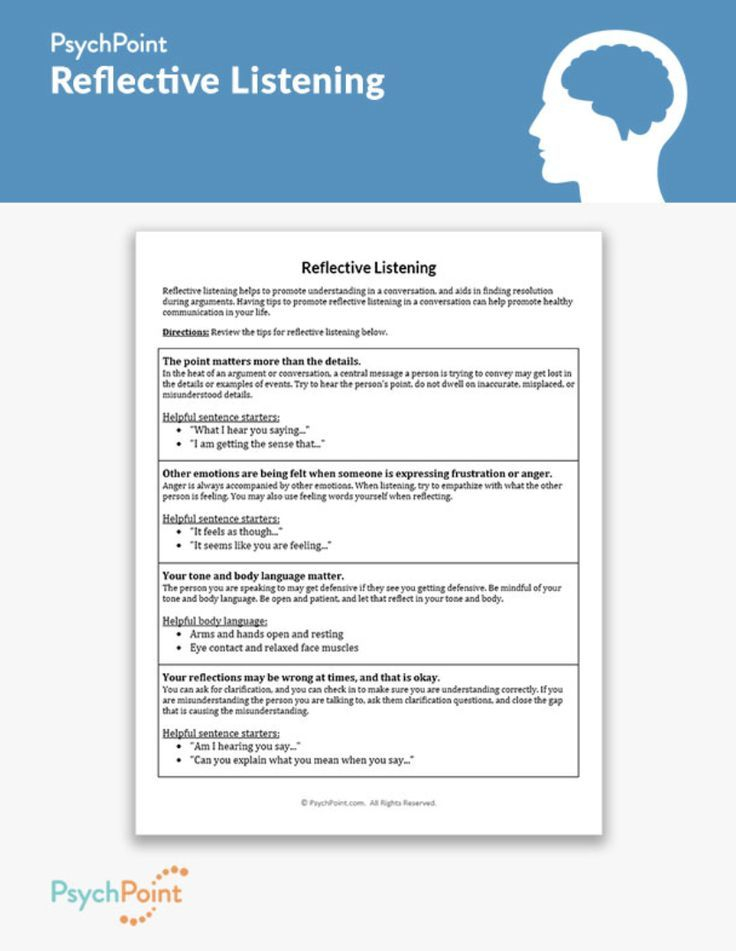 Reflective Listening Worksheet Reflective Listening Healthy