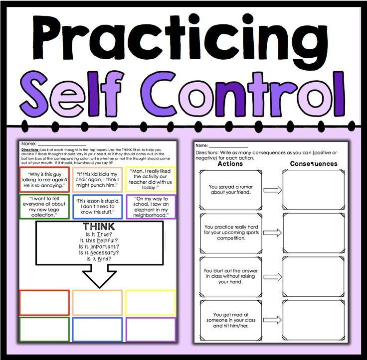 Self Control Worksheets And Posters For Impulse Control Lessons Self 