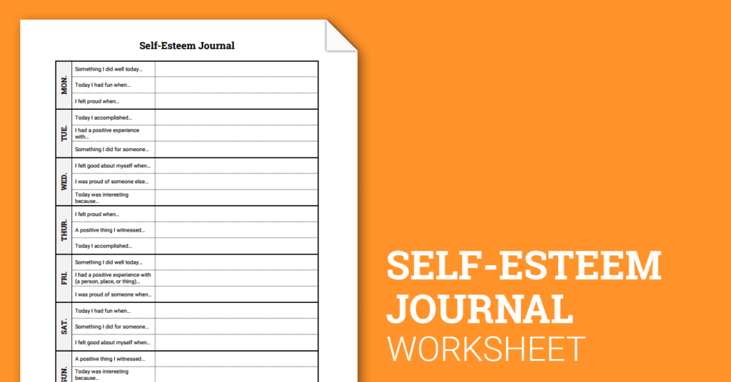 Self Esteem Journal Worksheet Therapist Aid 