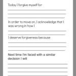 Self Forgiveness Worksheet In 2020 Therapy Worksheets Therapy
