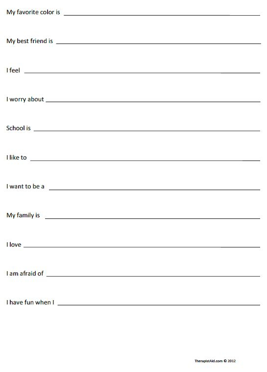 Sentence Completion For Children Worksheet Therapist Aid Grief