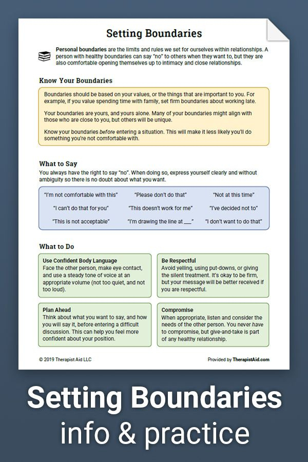 Setting Boundaries Info And Practice Worksheet Therapist Aid 