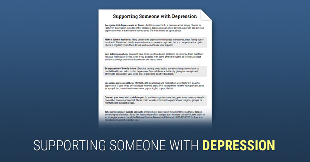 Supporting Someone With Depression Therapist Aid 