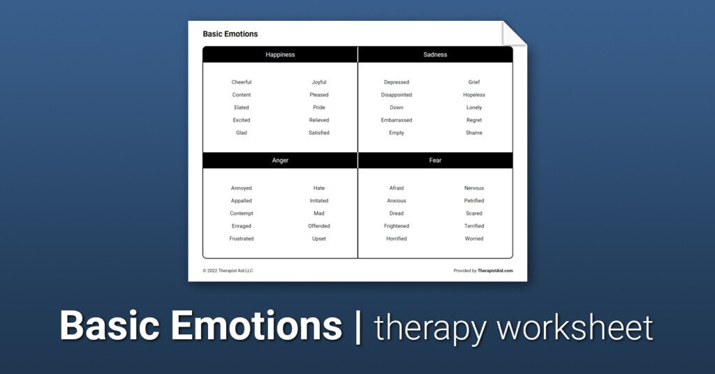 Therapist Aid Emotion Worksheet