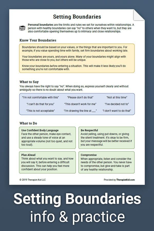 Therapist Aid Tips For Healthy Boundaries Anger Management Worksheets