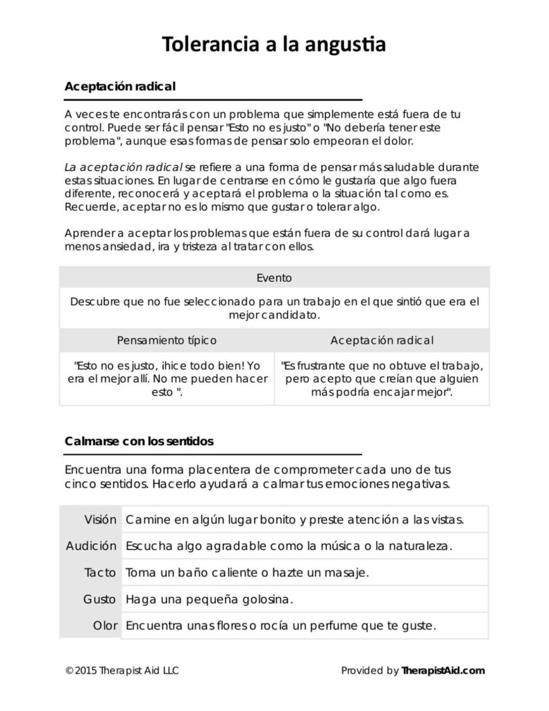 Therapist Aid Worksheets In Spanish DBT Worksheets