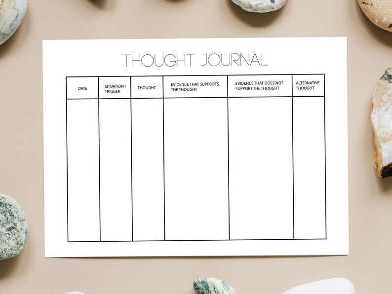 Thought Journal Mental Health CBT Counselor Therapist Etsy