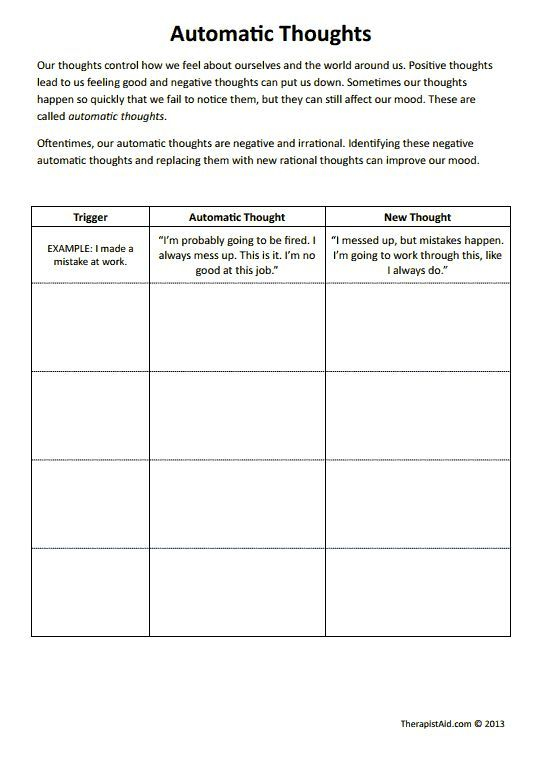 Thought Stopping Worksheet Studying Worksheets