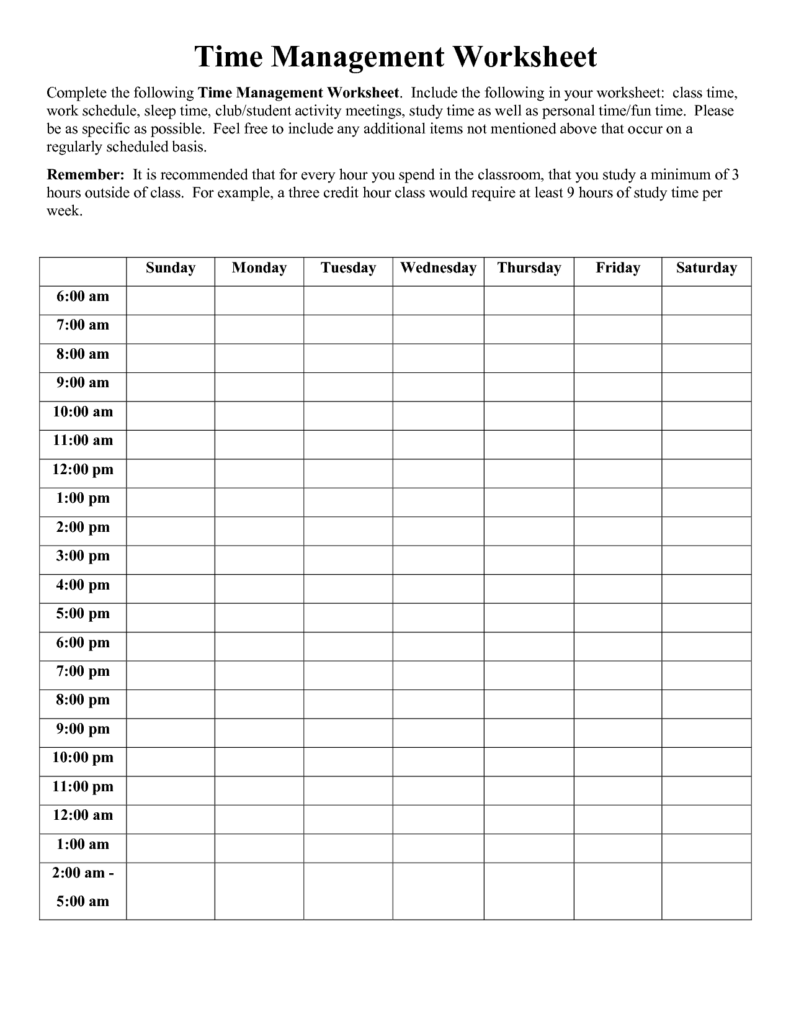 Time Management Worksheets For Kids Time Management Worksheet Time 