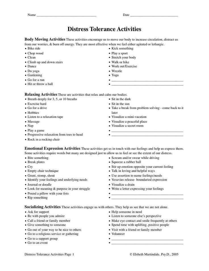 Trauma Worksheets For Adults