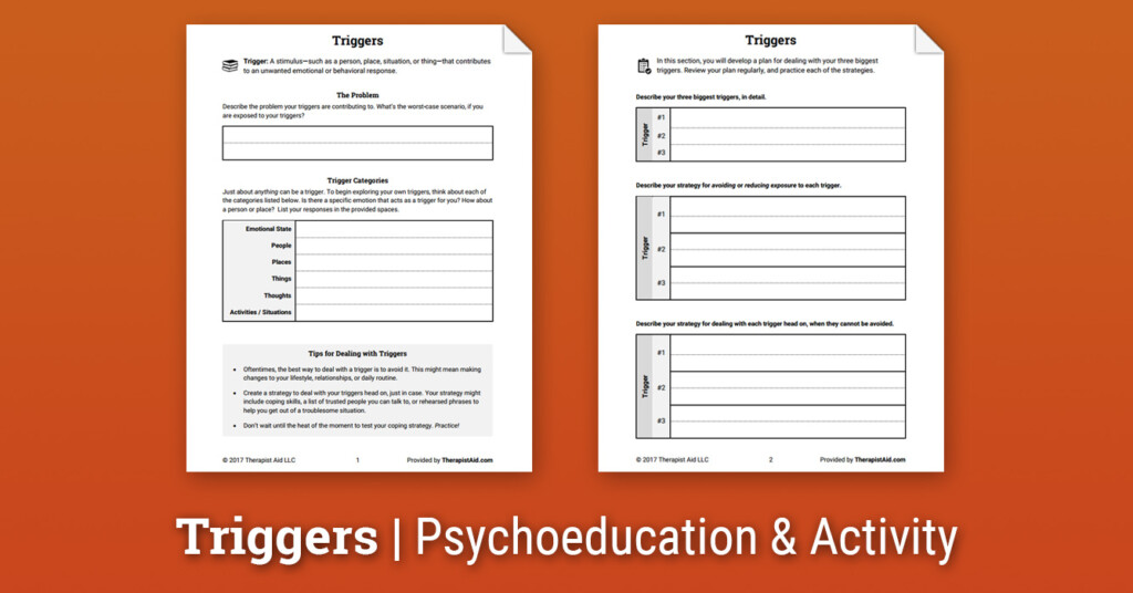 Triggers Worksheet Therapist Aid