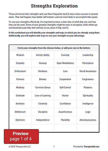 Using The Strengths Exploration Worksheet You Will Identify Your 