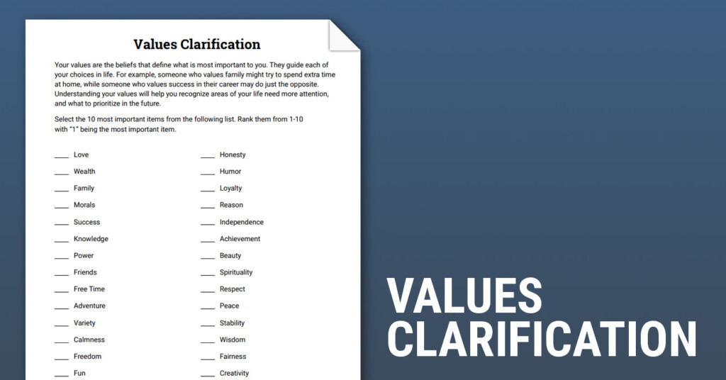 Values Clarification Exercises For High School Students Exercise