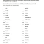 Values Clarification Worksheet Identify Important Qualities And