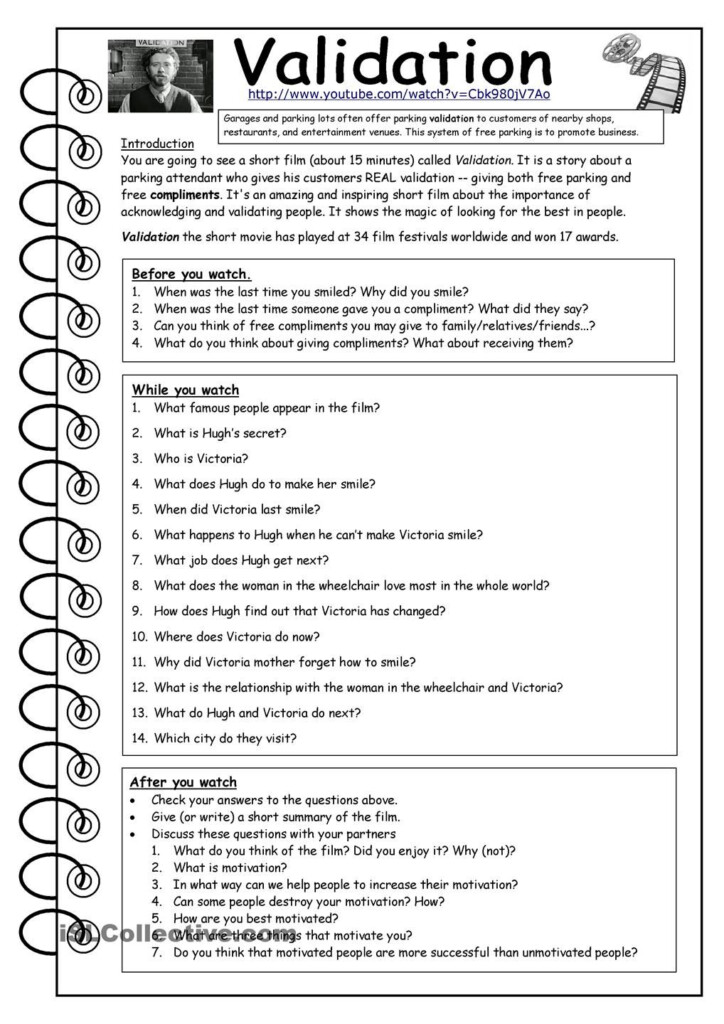 Video Worksheet Validation Short Film Learning Poster 