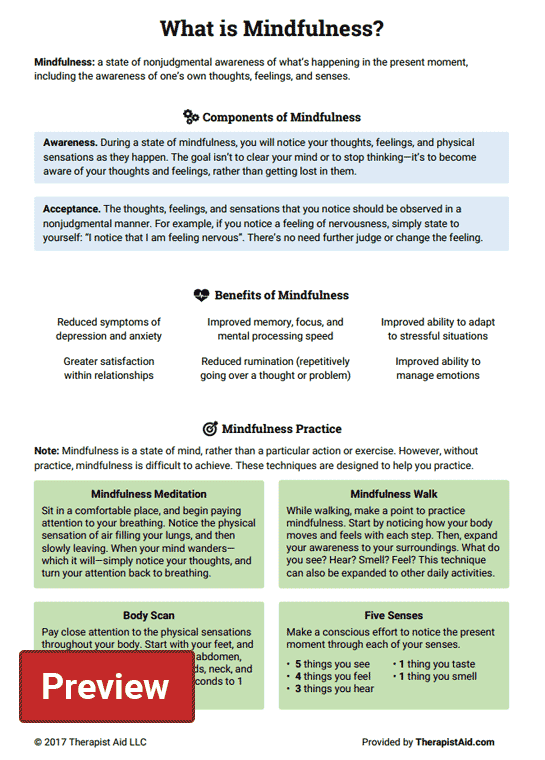 What Is Mindfulness Worksheet Therapist Aid What Is Mindfulness 