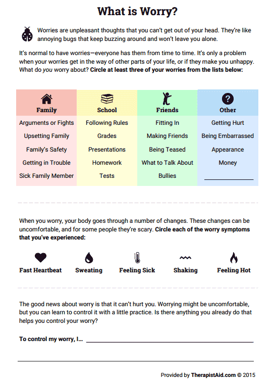 What Is Worry Worksheet Therapist Aid In 2020 Adolescent Therapy 